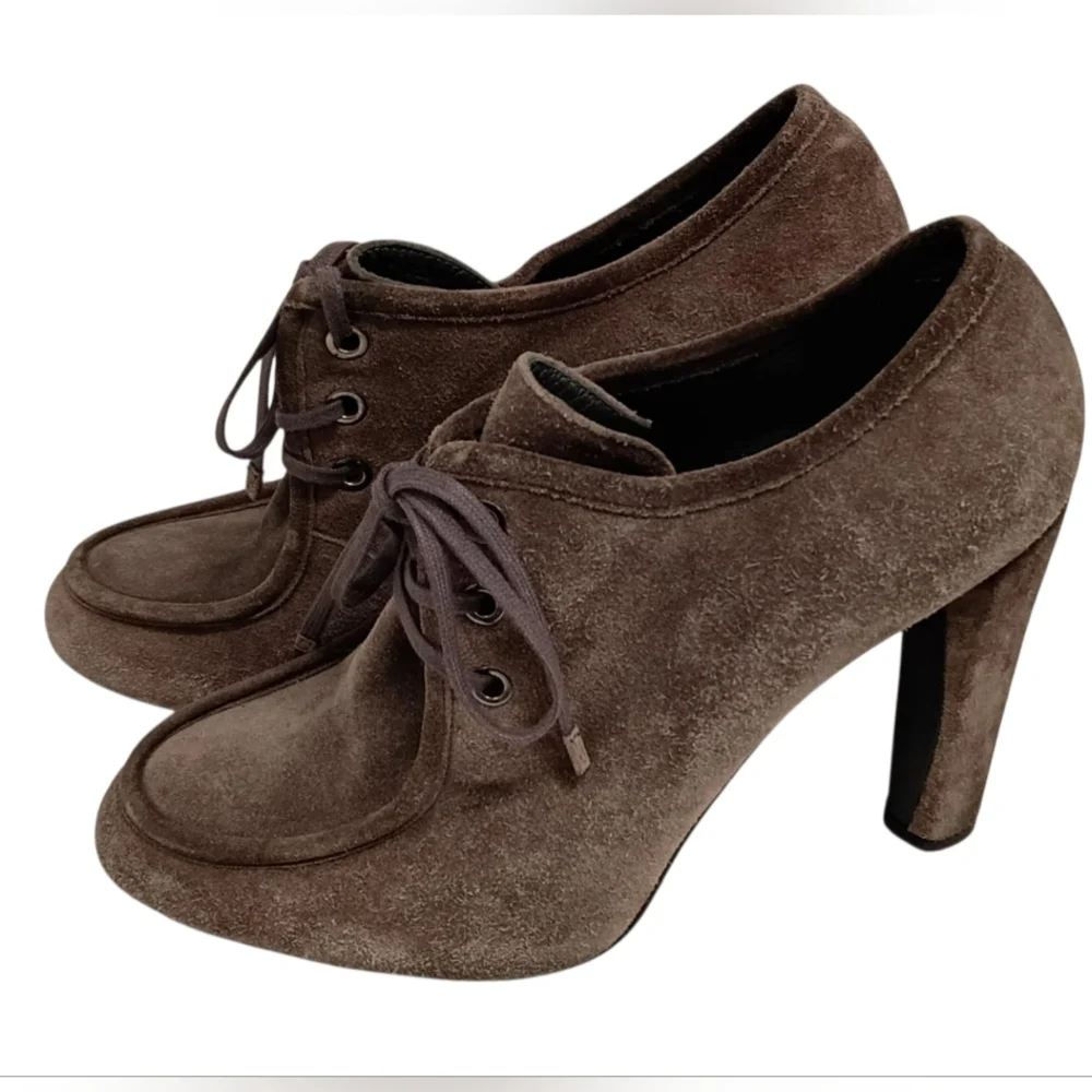 Stuart Weitzman Women's‎ Suede Lace Up Loafer High Heels 3.75